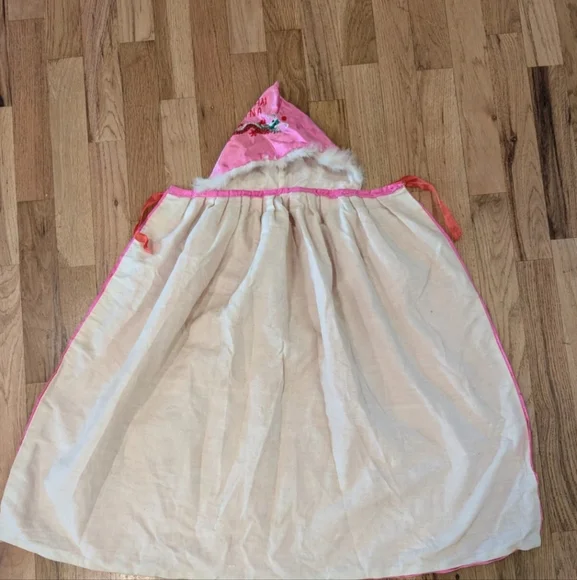 RARE Child Shanghai Embroidered Robe Cape Vintage Satin Dragon Fur Trim Pink - Picture 12 of 16